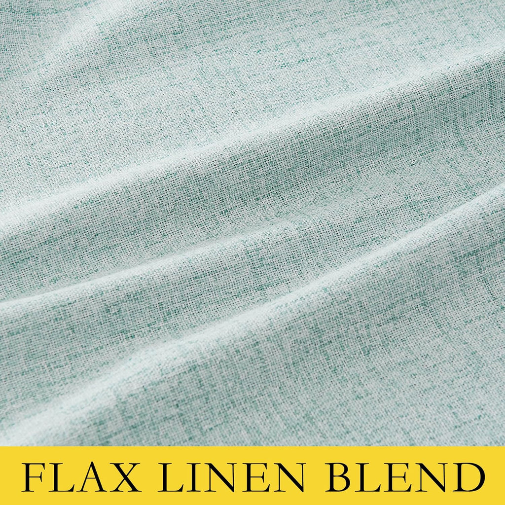 NICETOWN 100% Absolutely Blackout Linen Curtains with Thermal Insulated White Liner, Seafoam Green, 52 inches Wide, 84 inches Length…