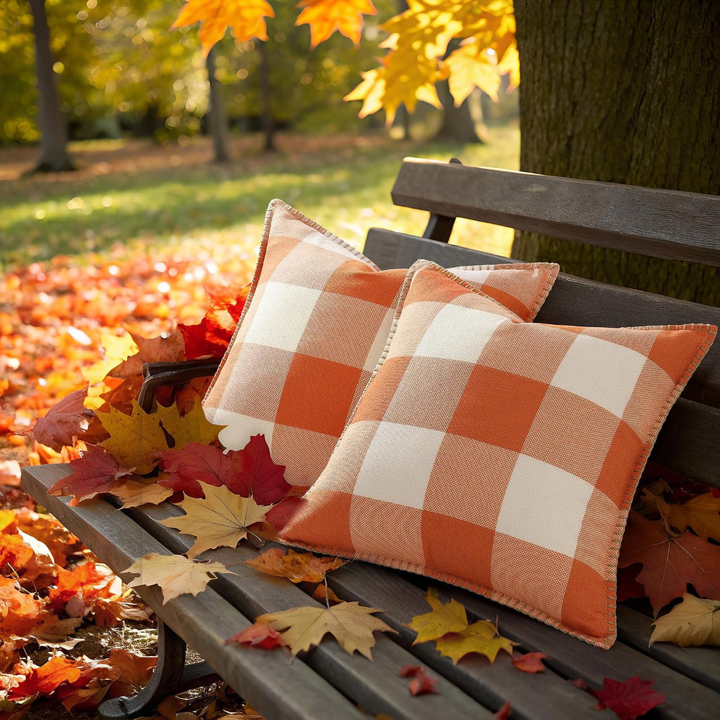decorUhome Summer Buffalo Plaid Check Throw Pillow Covers 24x24 Set of 2 Outdoor Linen Decorative Farmhouse Gingham Euro Sham Pillow Covers…