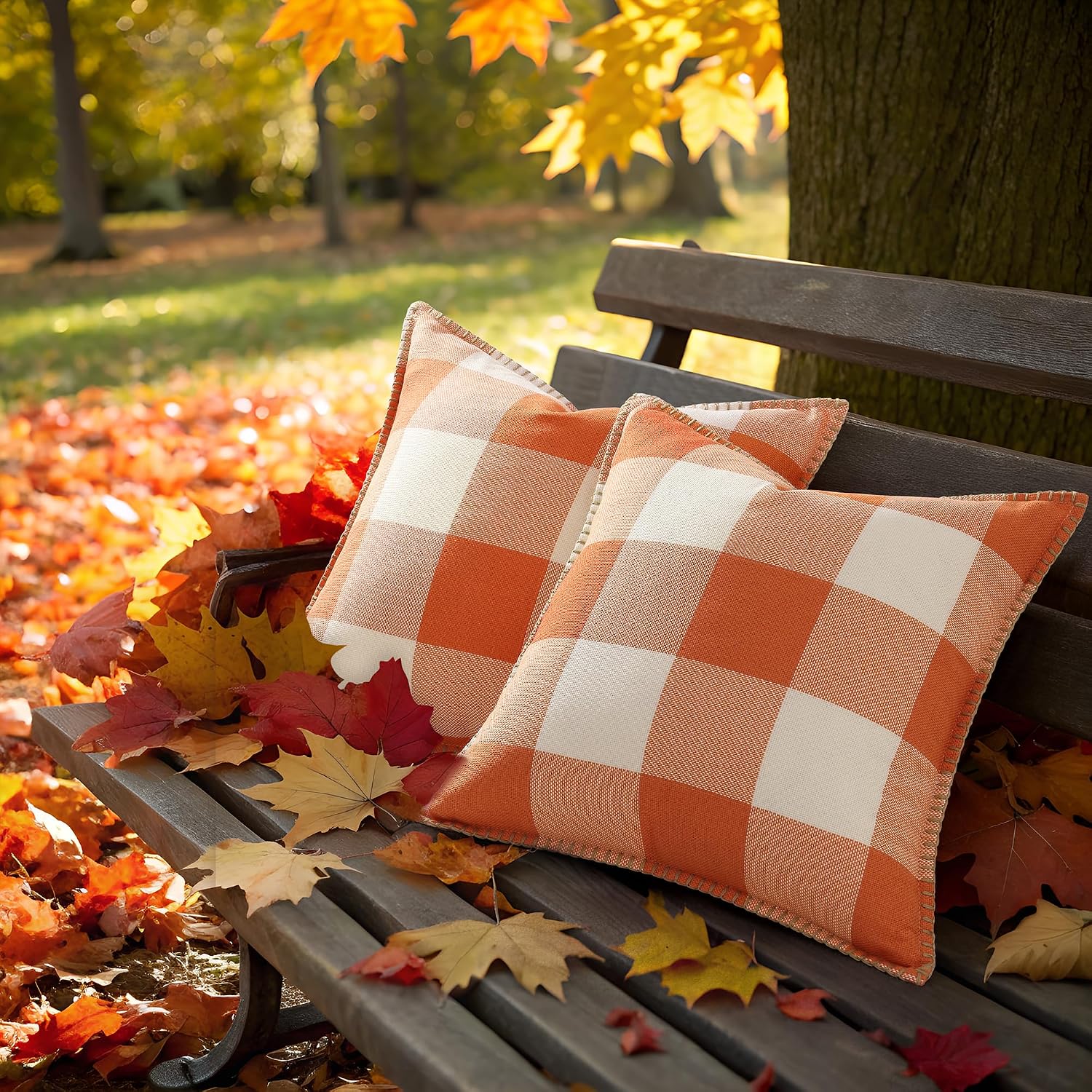 decorUhome Summer Buffalo Plaid Check Throw Pillow Covers 24x24 Set of 2 Outdoor Linen Decorative Farmhouse Gingham Euro Sham Pillow Covers…