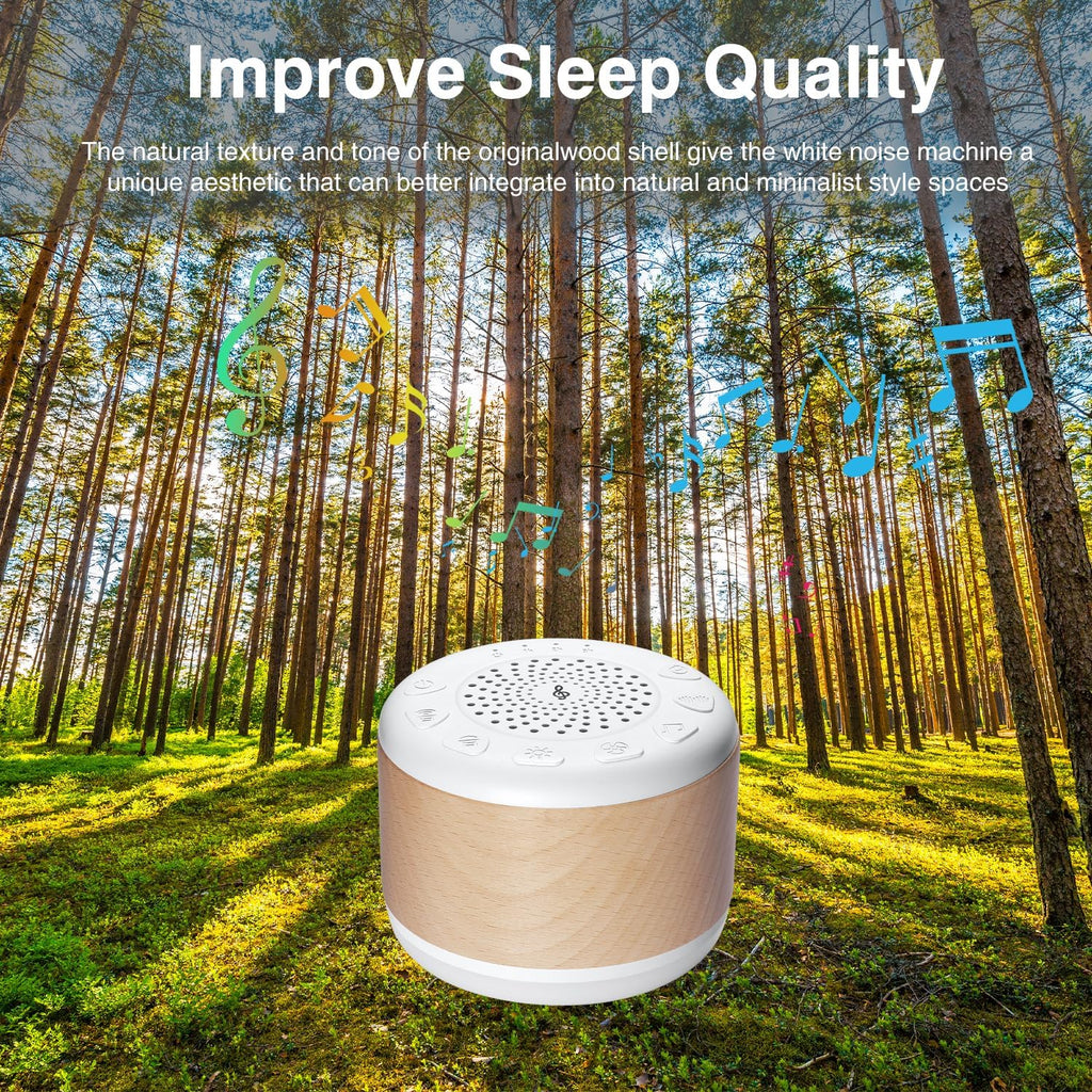Monerr Solid Wood White Noise Sound Machine for Baby Adults Kids Sleep Sound Machine with 24 Soothing Sounds 8 Colors Night Light Timer Set…