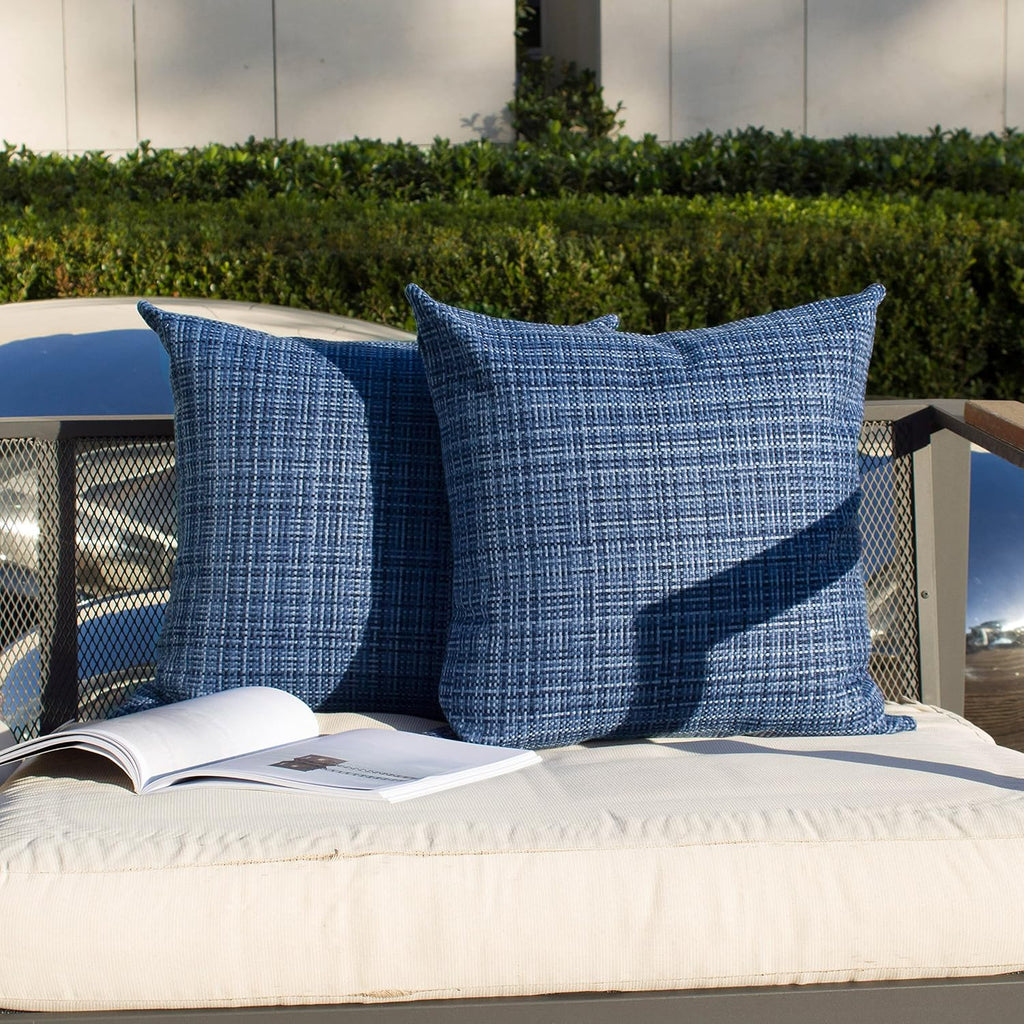 Kevin Textile Pack of 2 Decorative Outdoor Waterproof Throw Pillow Covers Stripe Square Pillowcases Modern Cushion Cases for Patio Couch…