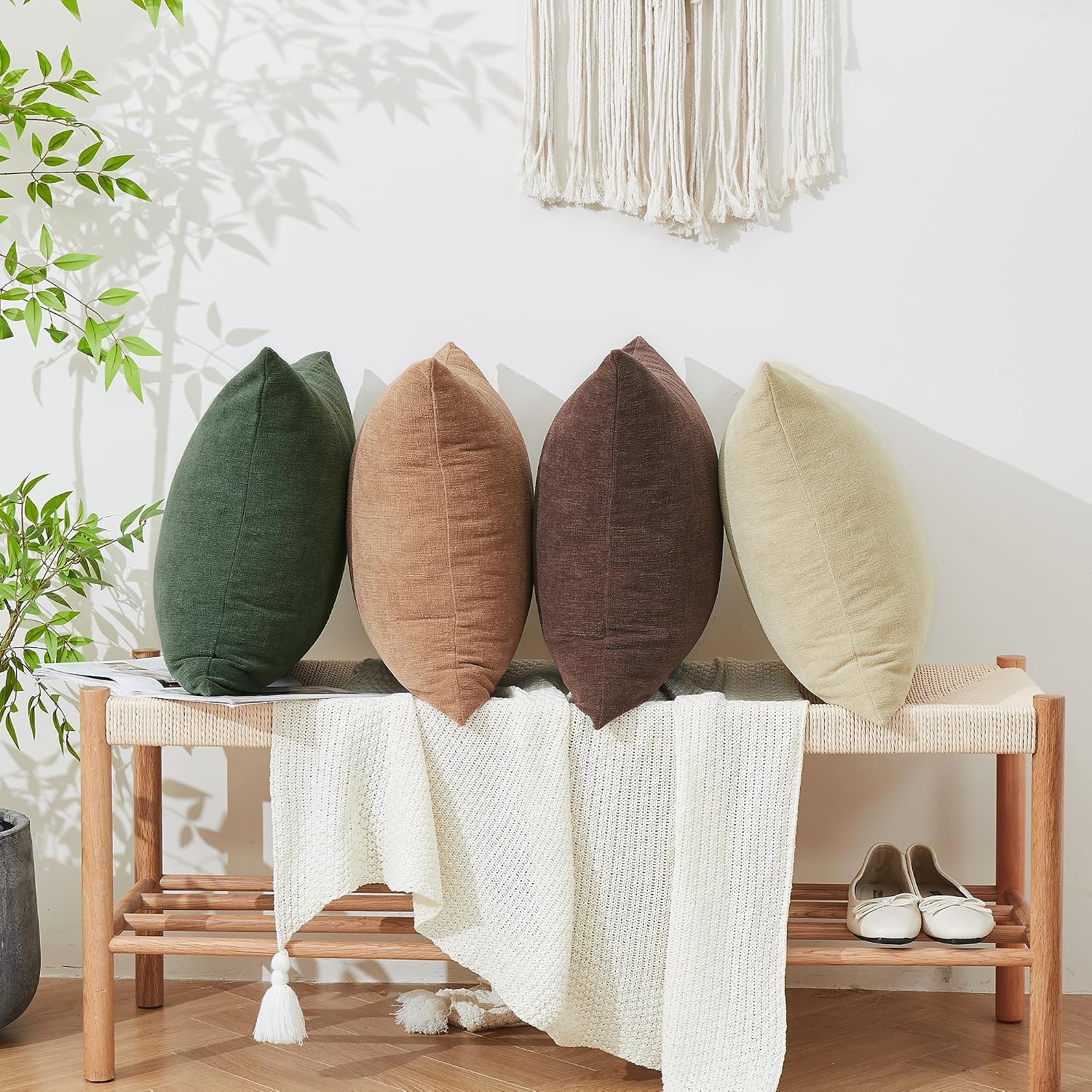 Gawamay Decorative Square Throw Pillow Covers 18"x18" Inch Set of 4, Super Soft Chenille Pillows Cover Pillowcase for Living Room Bedroom S…