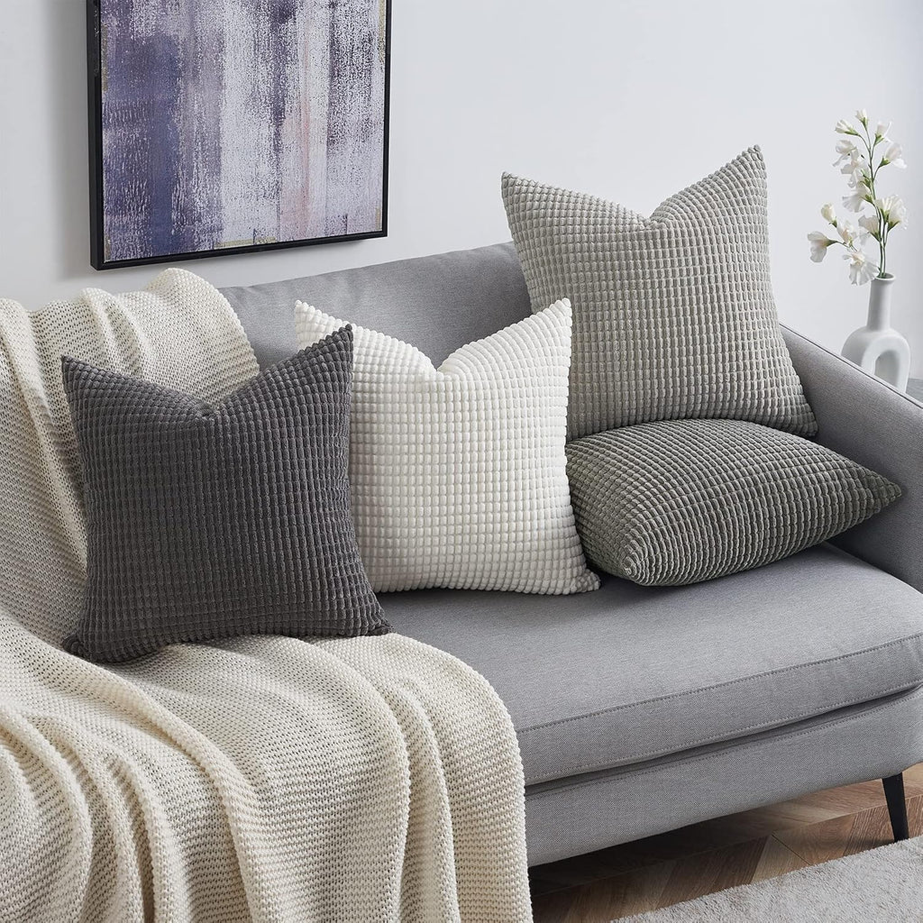 Topfinel 4 Packs Grey Decorative Throw Pillow Covers 26x26 Inch for Living Room Couch Bed Sofa, Boho Western Farmhouse Home Decor, Square S…