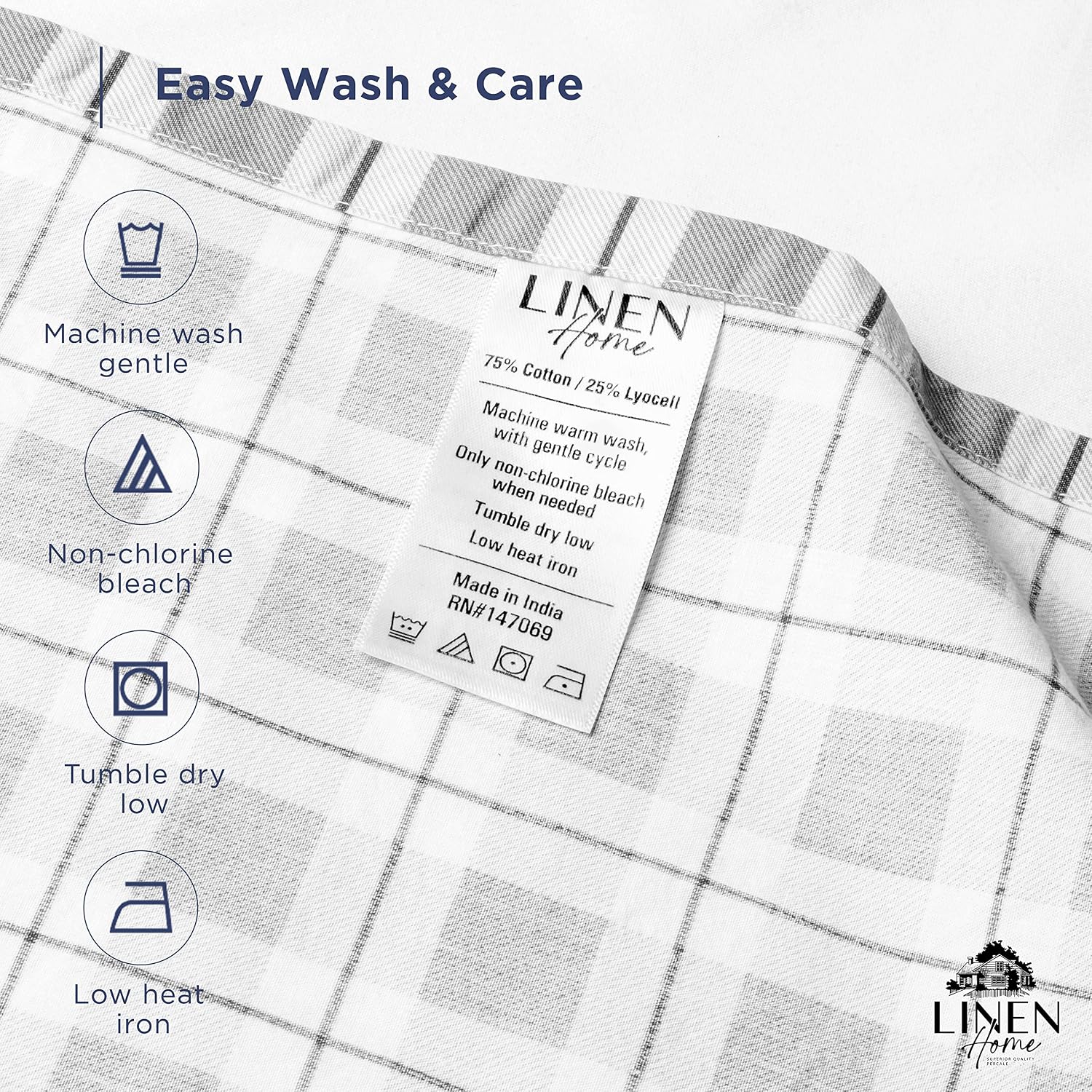 Linen Home Cotton Lyocell Blend Percale Sheet Set Full Size - 4 Piece Deep Pocket Bedding, Pre-Washed & Shrunk, Crisp Cooling Fabric…