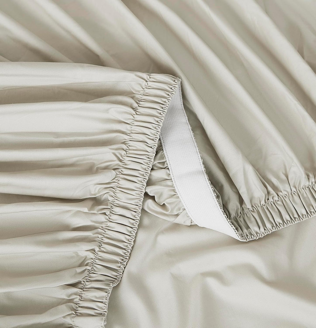 Linen Closet 4 Pcs 100% Cotton King Size Sheets Set, Tan, 400 Thread Count, Percale Weave, Deep Pocket Fitted Sheet, Fits Up To 18"…