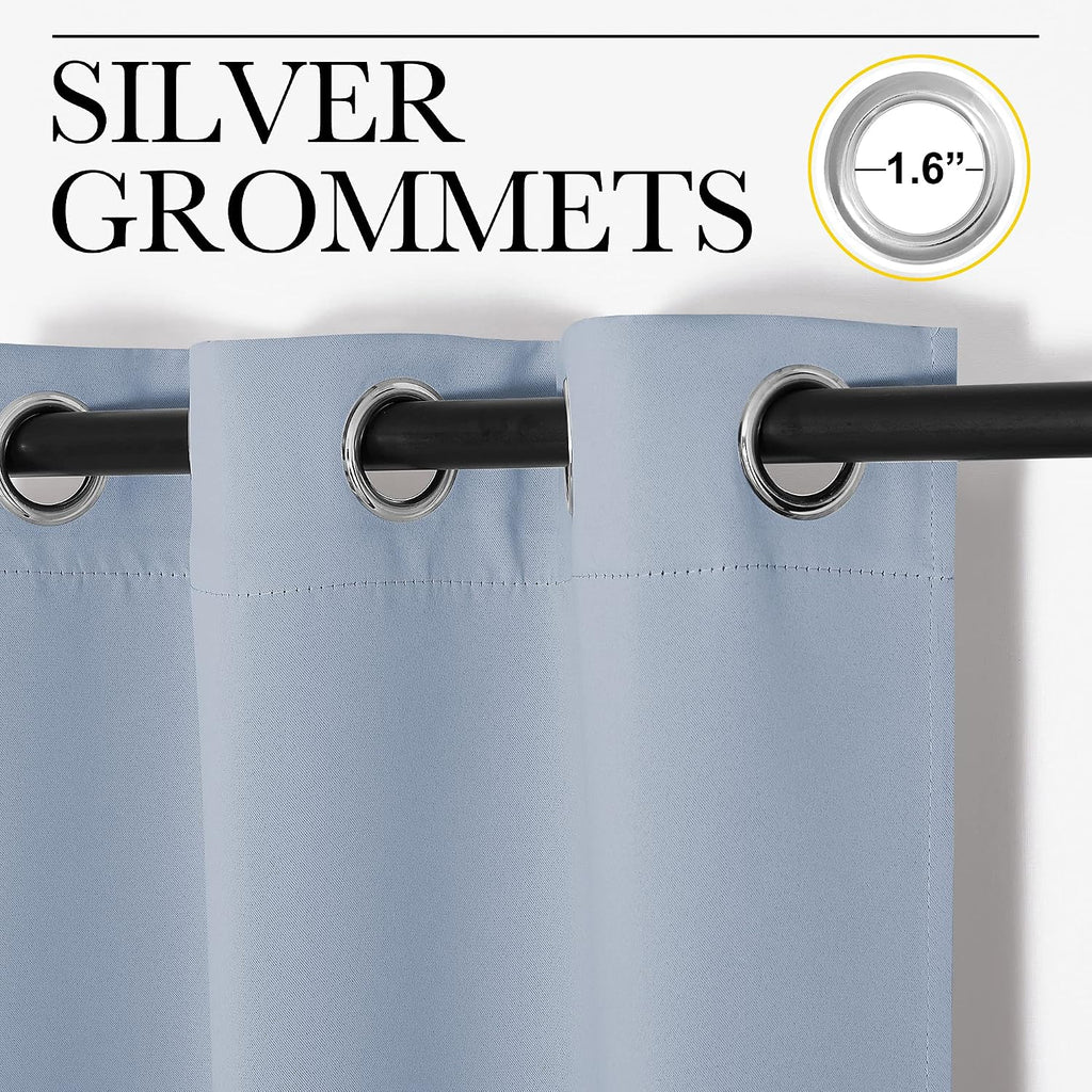 NICETOWN Vintage Blue Blackout Curtains 45 inches Length for Cafe, 2 Panels, 34" Wide, Thermal Insulated Decoration Drapes for Small Window