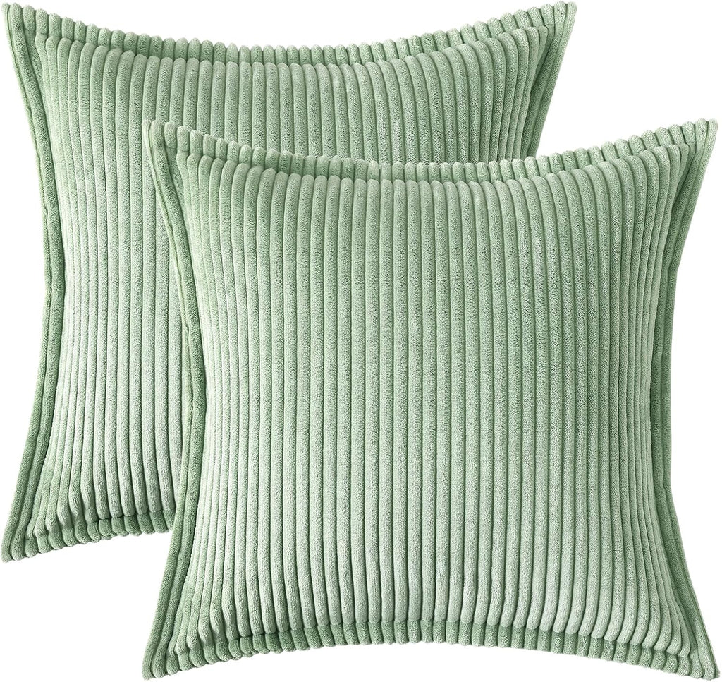 Mecatny Corduroy Summer Throw Pillow Covers 26x26 Set of 2, Neutral Decorative Soft Boho Couch Pillow Covers with Broadside for Sofa…