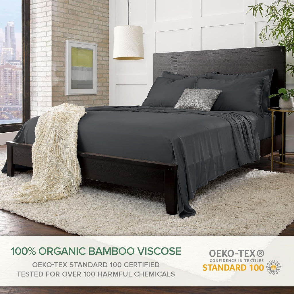 PureBamboo Pure Bamboo Twin XL Sheets, Genuine 100% Organic Viscose Derived from Bamboo Bed Sheet Set, Luxuriously Soft & Cooling, Double S…