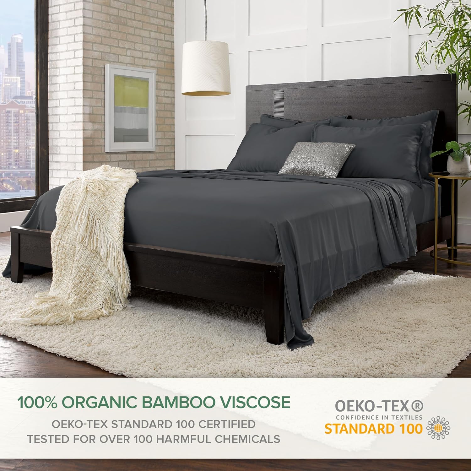 PureBamboo Pure Bamboo Split King Sheets, Genuine 100% Organic Viscose Derived from Bamboo Bed Sheet Set, Soft & Cooling, Double Stitching,…