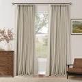 TWODRAPES 92 Inch Long Pinch Pleated Blackout Curtains for Bedroom Living Room, Oatmeal Beige Linen Blend 100% Blackout Sliding Door…