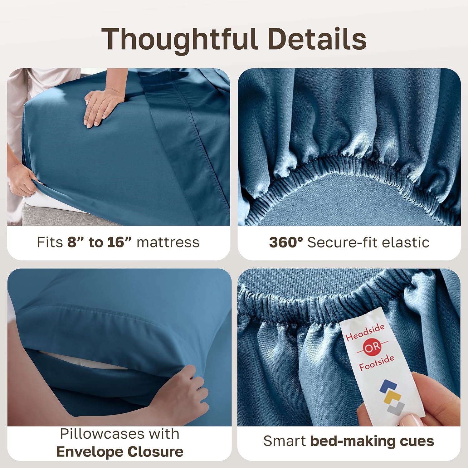 CaliforniaDesignDen California Design Den 6-Pc King Size Sheet Set with 4 Pillowcases - Soft 400 Thread Count 100% Cotton Sheets, Sateen We…