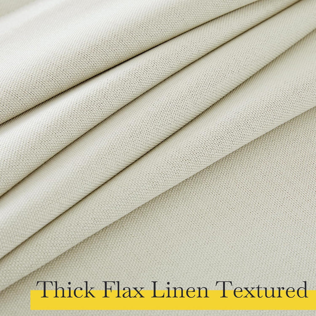 Nicetown Faux Linen 100% Blackout 90 inch Curtains, Silver Grommet Thermal Insulated 2 Layers Window Treatments Sound Dampening for Living…