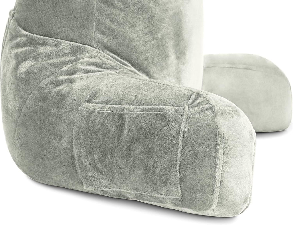 HusbandPillow Husband Pillow Reading Pillow with Arms - Standard Backrest for Sitting Up in Bed - Firm Support Bed Rest Pillow for Adults,…