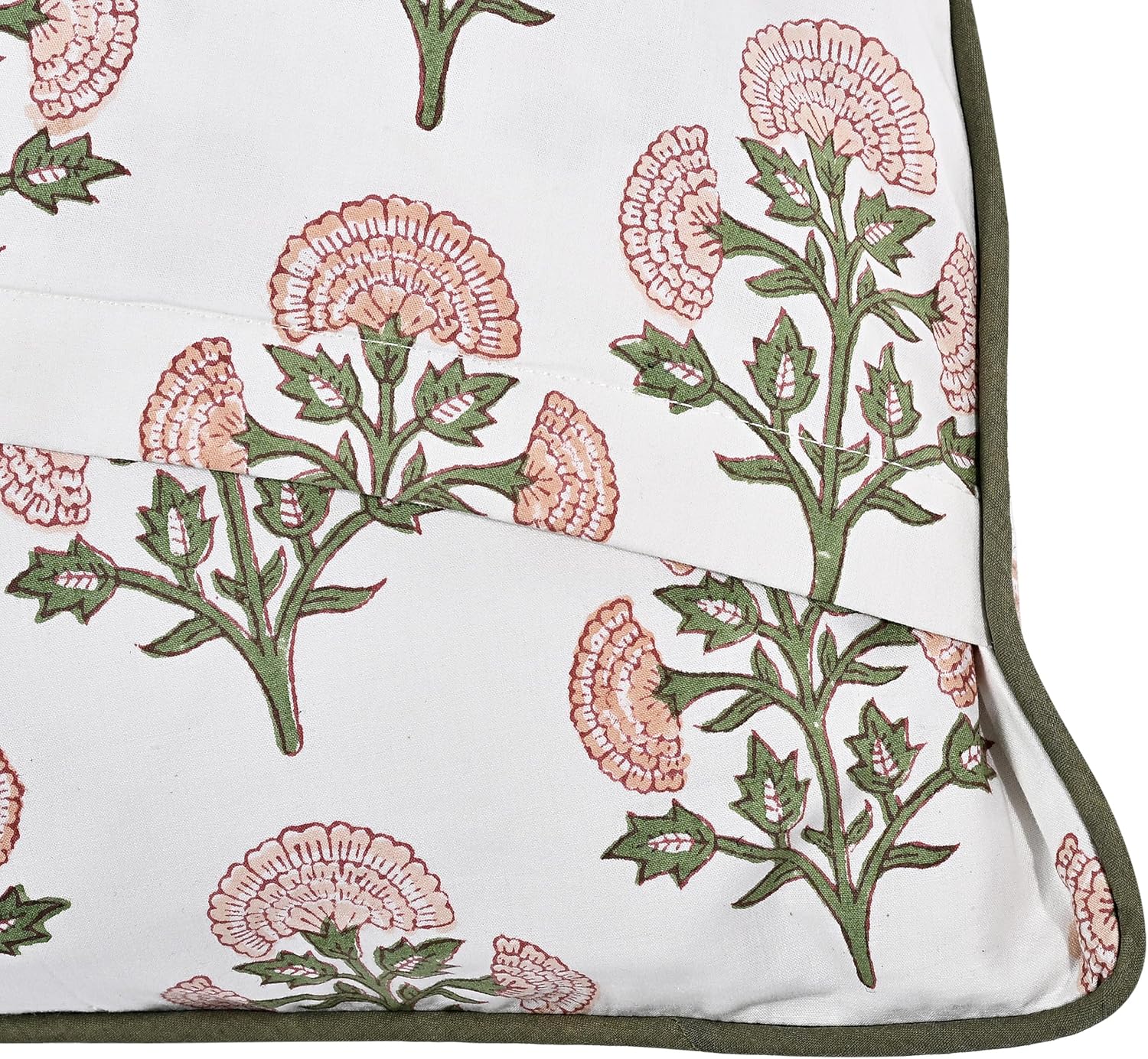 Ridhi Block Print Mughal Buta Peach Pillow Cover 18" x 18" (Pack of 2) Decorative Couch Pillows for Living Room, Farmhouse Chic Boho Cute O…
