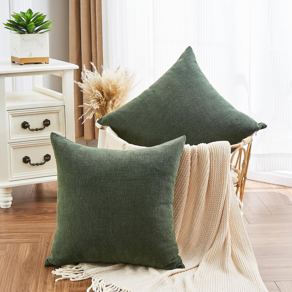 Gawamay Decorative Chenille Throw Pillow Covers 26"x26" Inch Pack of 2, Soft Square Couch Pillow Cover for Sofa Cushion Living Room Bedroom…