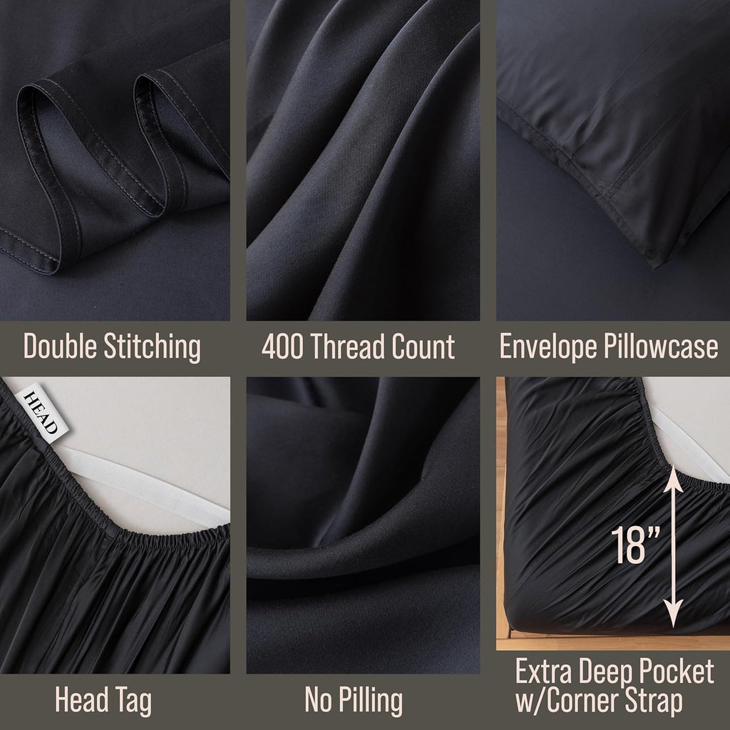 Bella Coterie 6 Piece Luxury Bamboo Viscose King Size Sheet Set | 100% Organically Grown | Cooling for Hot Sleepers | 18" Deep Pocket |…