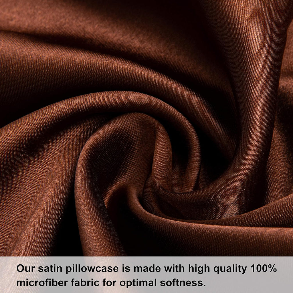 Ntbay Satin Body Pillowcase for Hair and Skin, Luxurious and Silky Pillow case with Envelope Closure, 20x54 Inches, Brown 54 Inches
