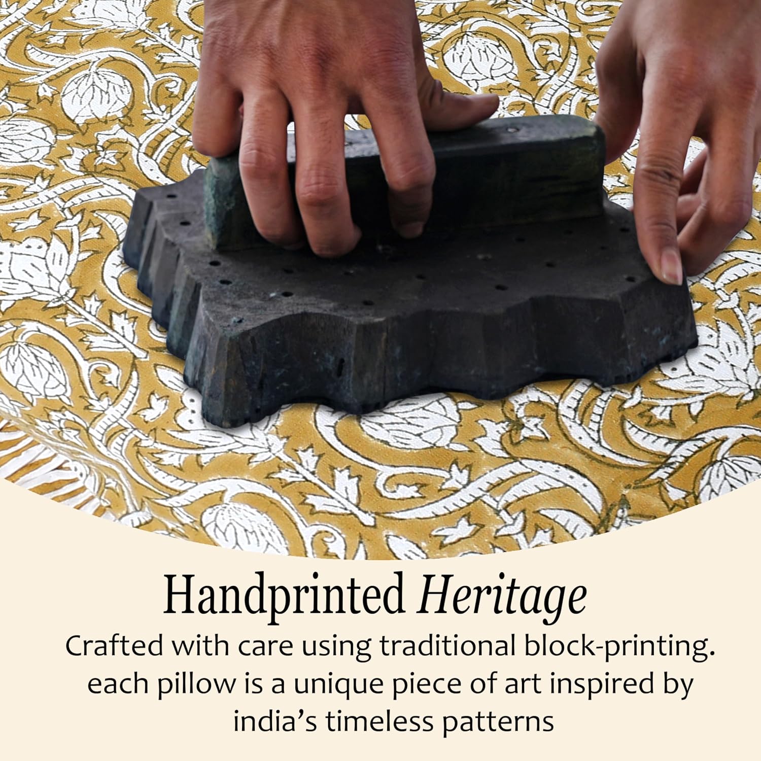 Cottonprintclub CPC Hand Block Print Mustard Regal Ruffle Sham Pillow Cover 20" x 12" inch Hidden Zipper Decorative Pillowcase for Couch, B…