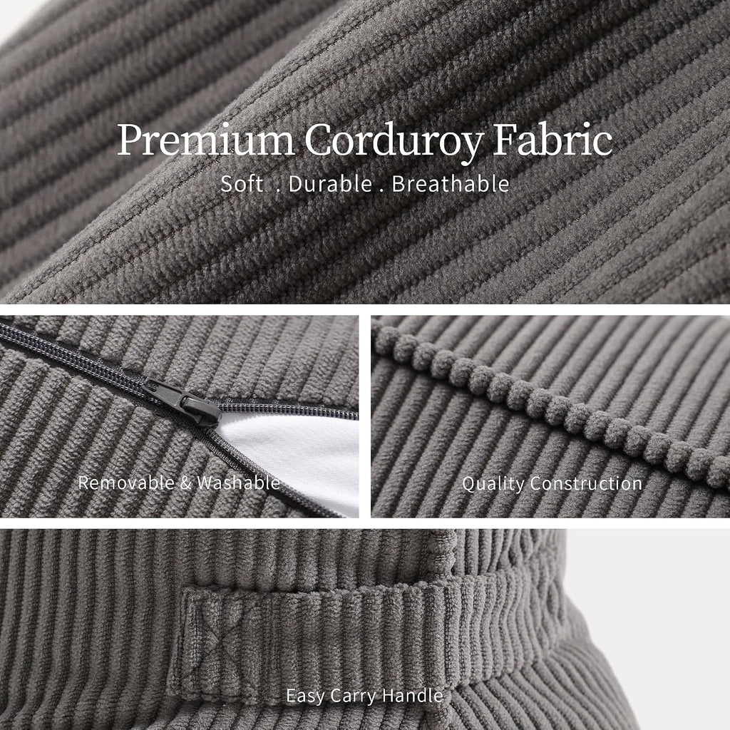 Pat. Pend. Corduroy Lumbar Support Backrest Pillow for Sitting & Reading, Ergonomic Triangle Cushion for Sofa, Armchair & Bed, Removable…