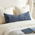 BlissBlush Decorative Long Lumbar Pillow Cover 14x36 for Bed, Navy Blue Soft Woven Chenille Accent Pillow Cover for Bedroom Couch Sofa…