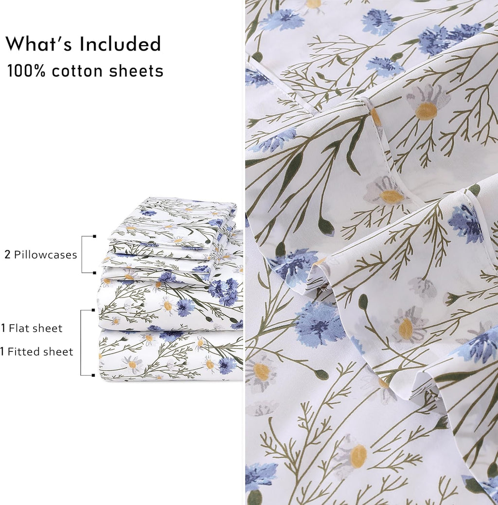 Ruvanti 100% Cotton Percale Sheets Full Size – Crisp Cooling Bed Sheets for Hot Sleepers, Deep Pocket 16”, Soft Breathable & Durable Hotel-…