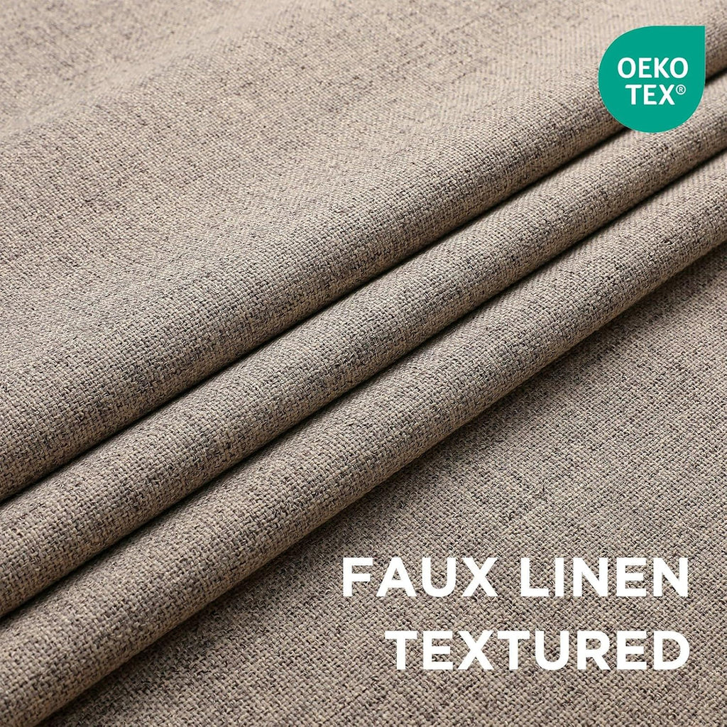 Cucraf 100% Blackout Curtains for Bedroom 96 inches Length 2 Panels Set, Linen Textured Room Darkening Grommet Curtain for Living Room, Ligh…