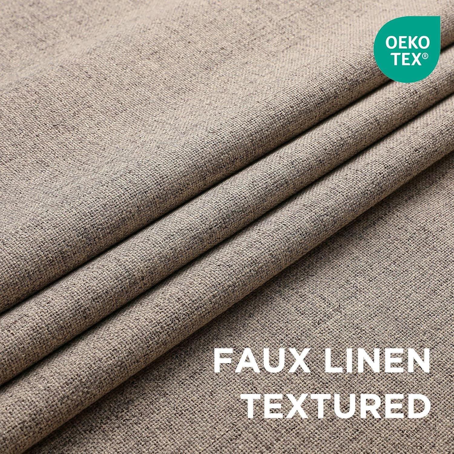 Cucraf 100% Blackout Curtains for Bedroom 96 inches Length 2 Panels Set, Linen Textured Room Darkening Grommet Curtain for Living Room, Ligh…