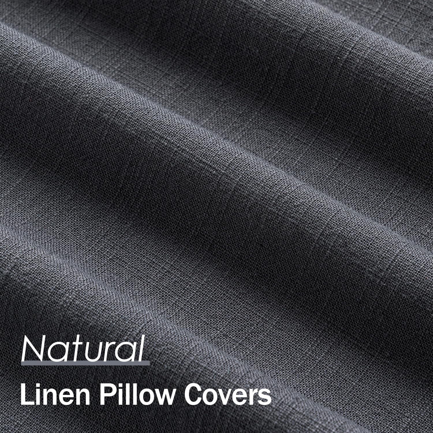 Anroduo Pack of 2 Decorative Linen Pillow Covers Dark Gray Neutral Farmhouse Boho Soild Cushion Case Soft Accent Pillowcase for Couch Sofa…