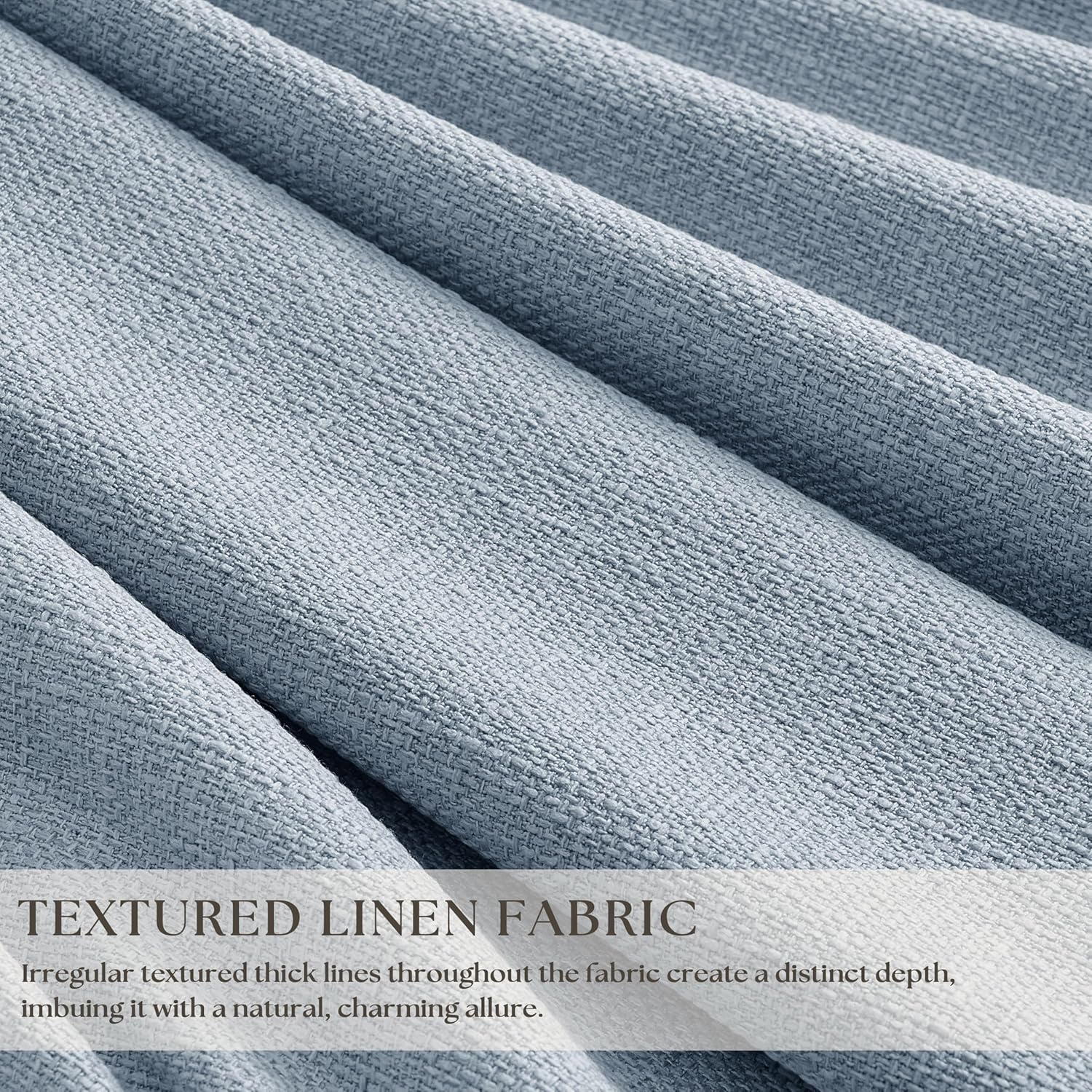 Twodrapes Light Blue Linen Blackout Pleated Curtains 90 Inches Long for Living Room Darkening Pinch Pleat 100% Black Out Drapes Thermal Ins…