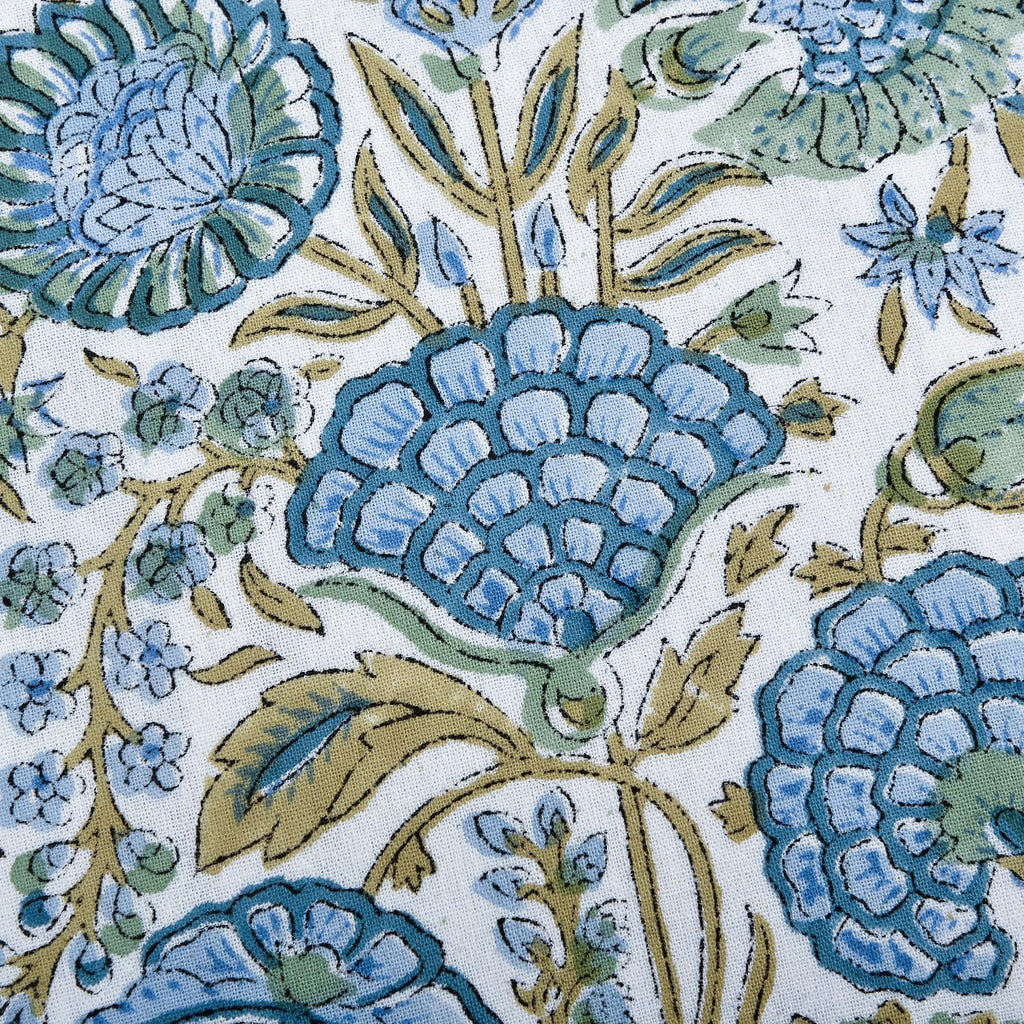 Ridhi Block Print Asparagus Green 20"x12" Set 1-100% Cotton Ruffle Lumbar Sham Cover Boho Floral Pillowcase, Farmhouse Cottagecore…