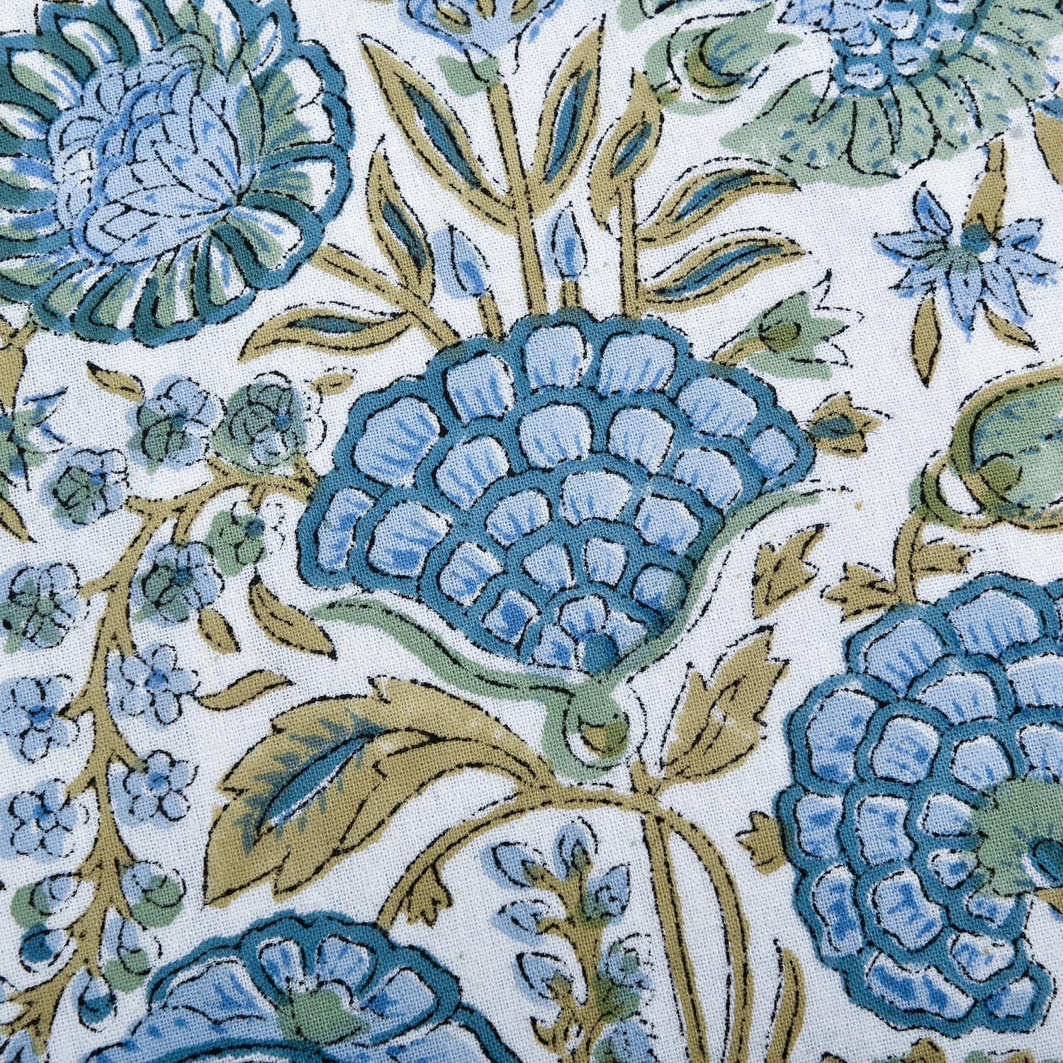 Ridhi Block Print Asparagus Green 36"x14" Set 1-100% Cotton Ruffle Lumbar Sham Cover Boho Floral Pillowcase, Farmhouse Cottagecore…
