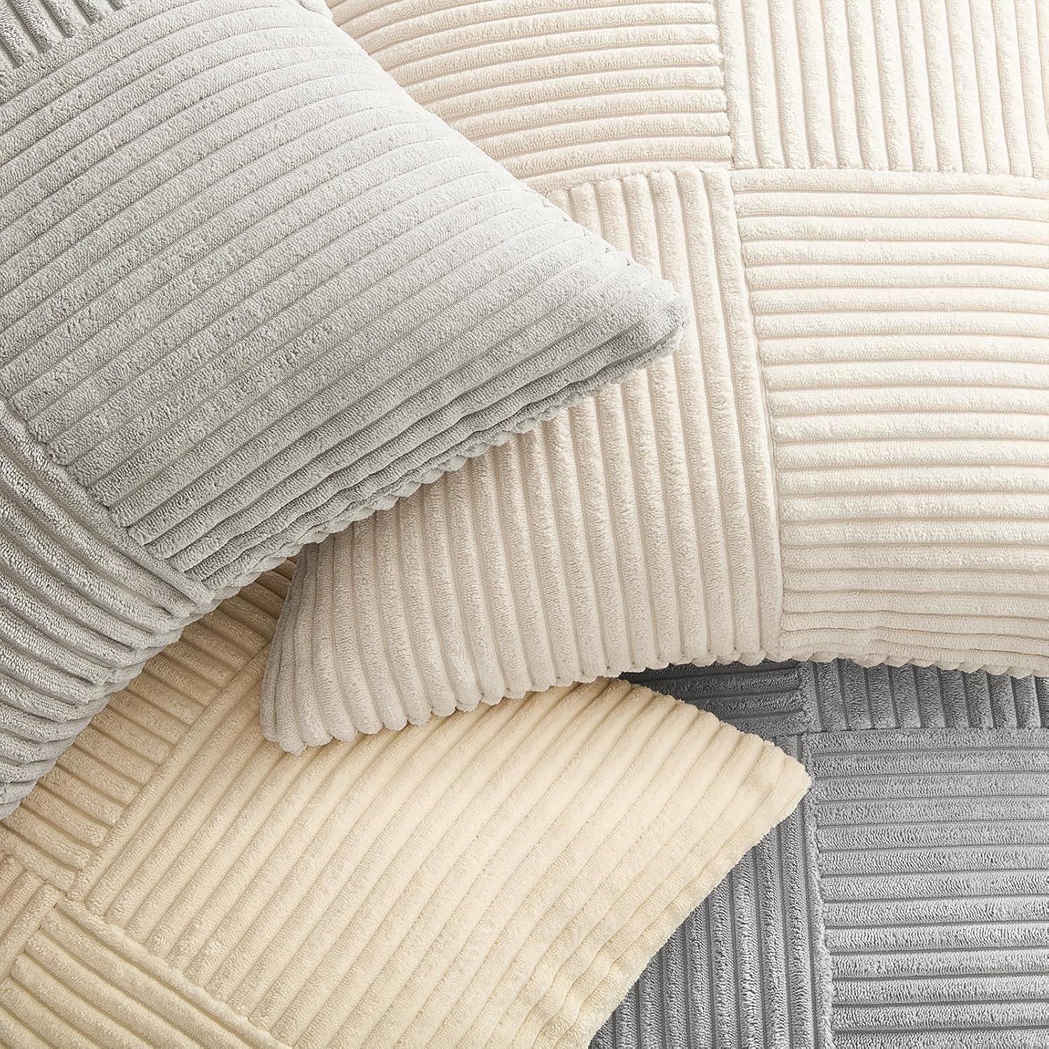 Topfinel Decorative Neutral Throw Pillow Covers for Couch, Boho Cozy Soft Cushion Covers Set of 4 with Corduroy, Accent Pillowcases for Sofa,…