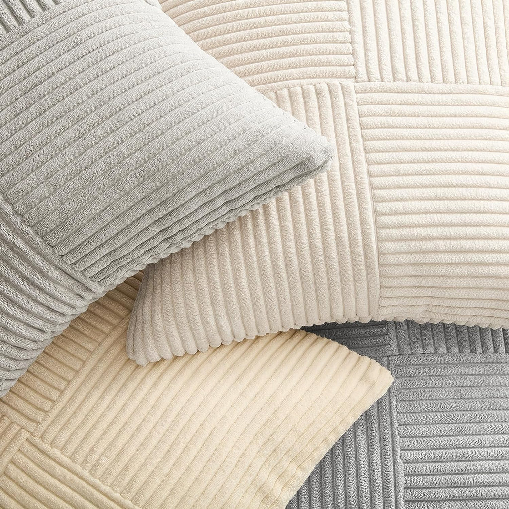 Topfinel Neutral Throw Pillow Covers for Couch, Nodic Mordern Cozy Cushion Cover Set of 4 with Corduroy, Soft Accent Pillowcases for Couch, Be…