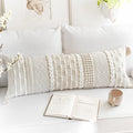 BlissBlush Cream Decorative Lumbar Throw Pillow Cover 14x36 Boho Long Cushion for Bed Neutral Beige White Accent Modern Farmhouse…