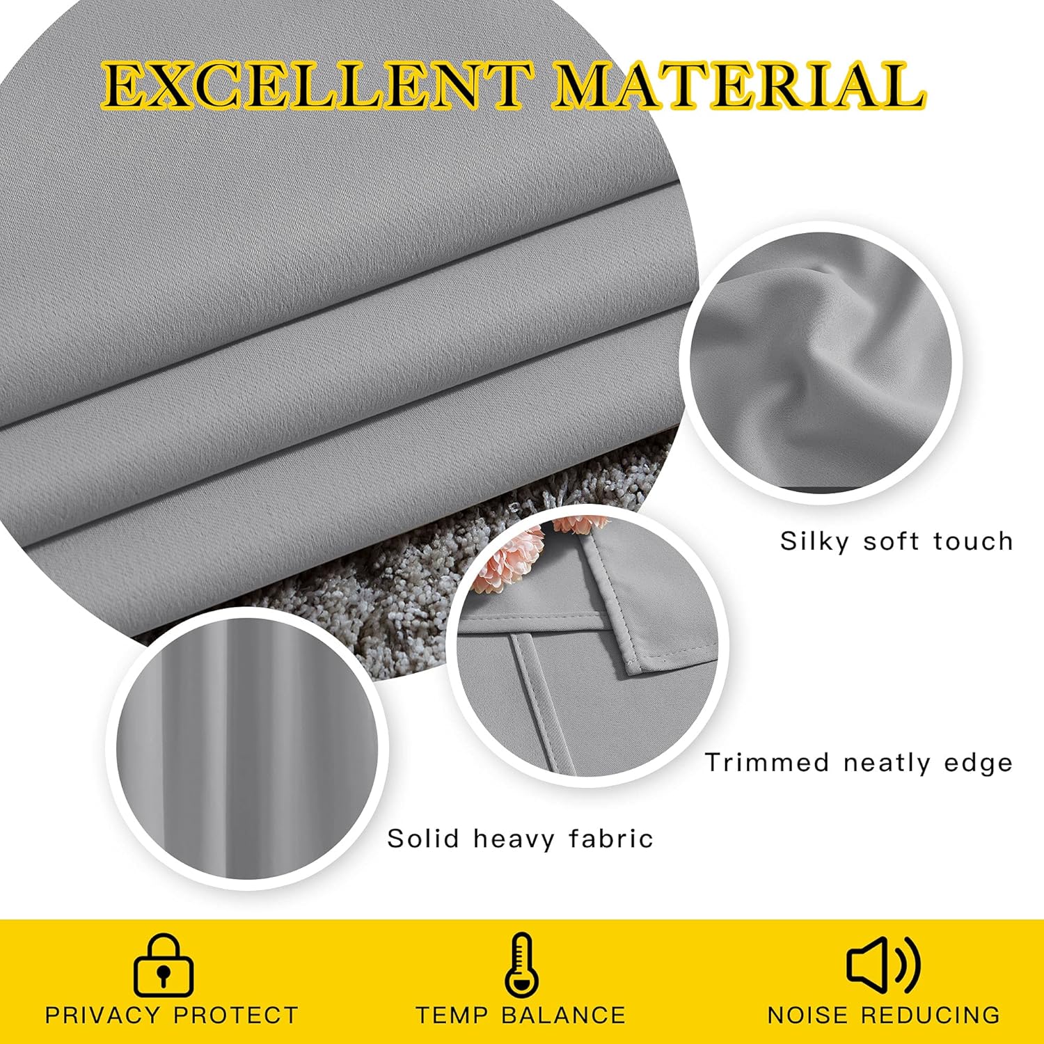 NICETOWN Blackout Silver Grey Curtains & Drapes for Bedroom - Noise Reducing Thermal Insulated Solid Grommet Room Darkening Window Drapes…