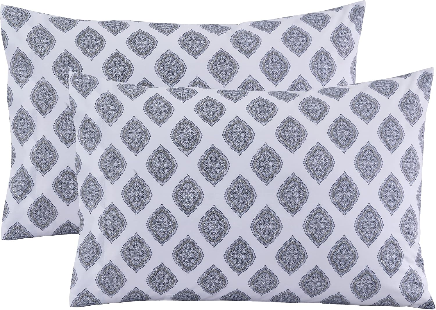 FEATHER & STITCH NEW YORK 100% Cotton 2 Piece Queen Pillow Cases, 300TC Ultra-Soft Pillowcases with Envelope Closure, Wrinkle- Fade…