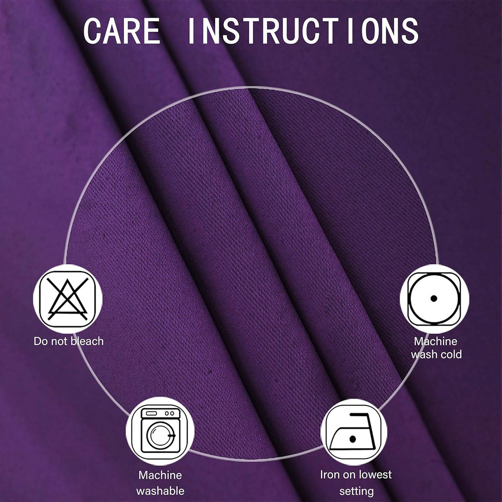 Lemomo Blackout Curtains 66 x 95 inch/Purple Curtains Set of 2 Panels/Thermal Insulated Room Darkening Bedroom Curtains 95 inch silver