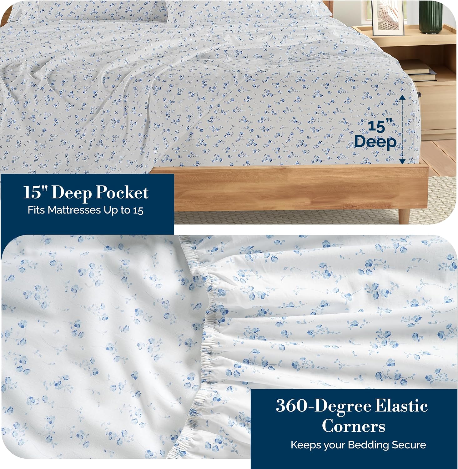 Casa Platino 100% Cotton Sheets California King Size Set - 6 Pieces (1 Flat, 1 Fitted, 4 Pillowcases) - Soft, Breathable & Cooling…
