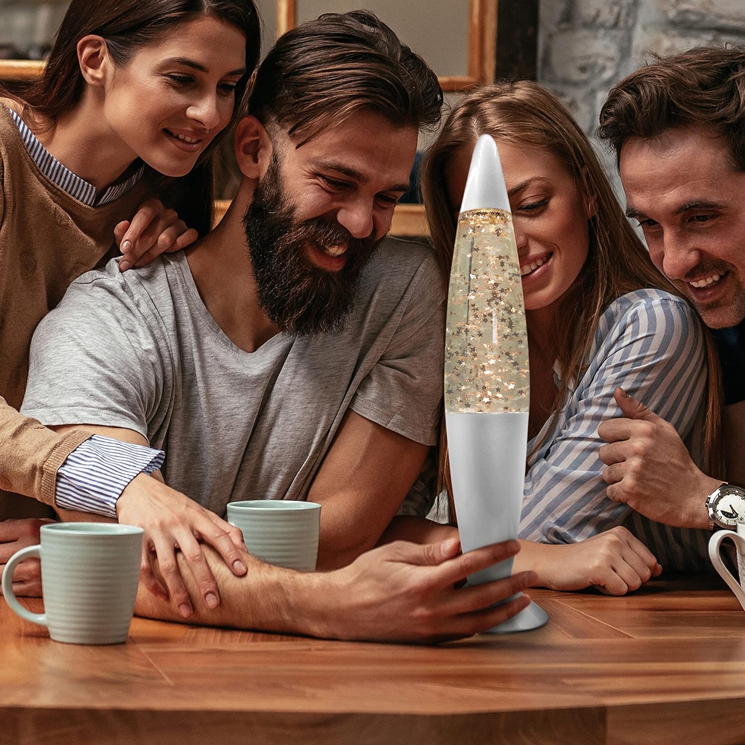 Jambo 16-Inch Silver Star Glitter Lamp I Beautiful Liquid Lamp I Entertaining for Adults and Kids I Perfect Holiday Gift