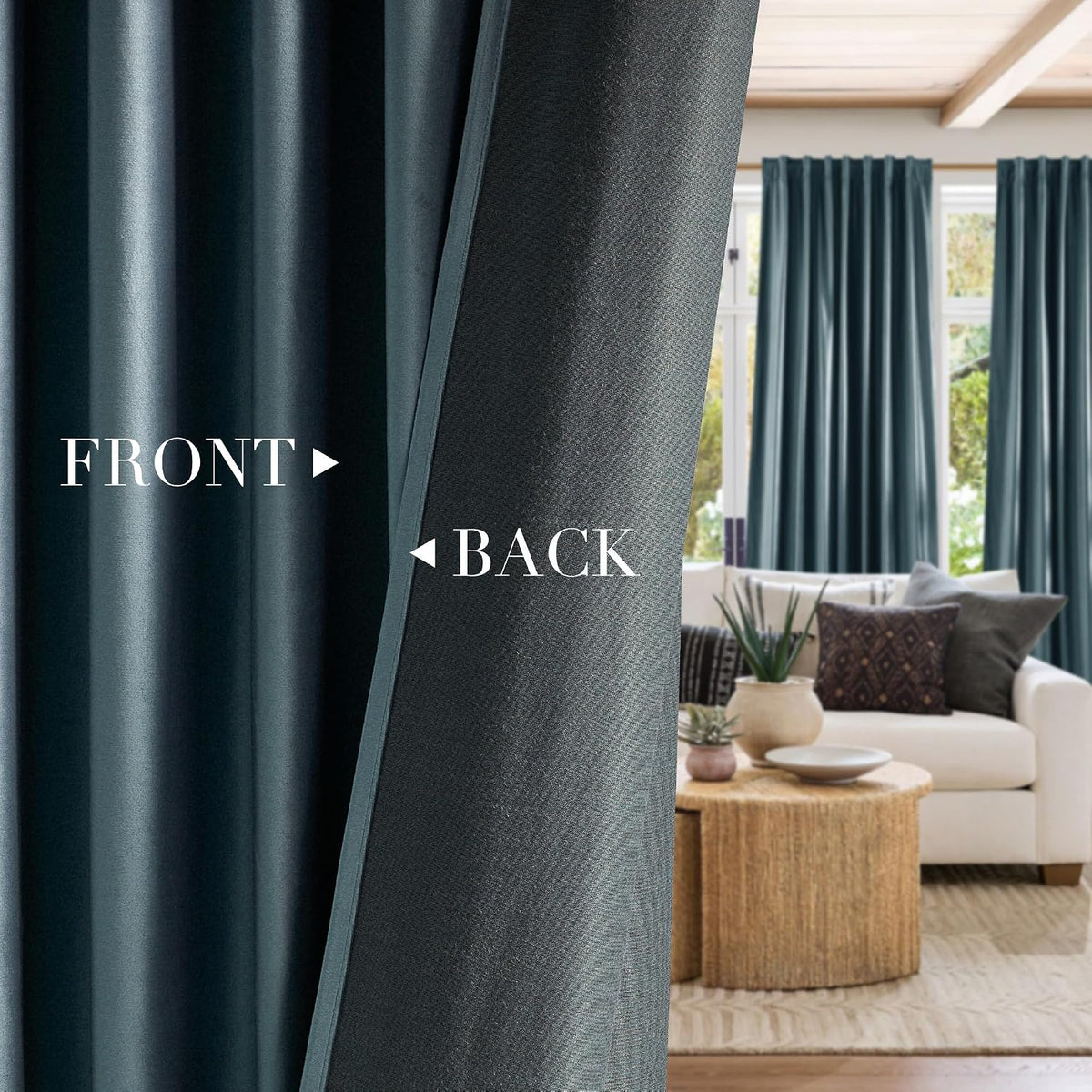 Nicetown Velvet Stone Blue Blackout Curtains 90 inches Long, Rod Pocket & Back Tab Thermal Drapes Luxury Room Darkening Window Treatments f…