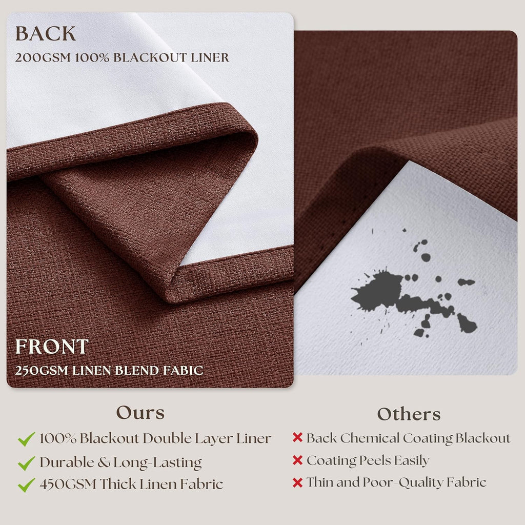 Twodrapes Maroon Blackout Pinch Pleated Linen Curtains 105 Inches Long for Living Room 2 Panels Thermal Insulted Dual Layer Drapes Ceiling…