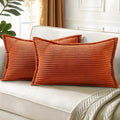 decorUhome Summer Corduroy Rust Throw Pillow Covers 12x20 Set of 2 Decorative Soft Boho Farmhouse Lumbar Couch Pillow Covers for Living Roo…