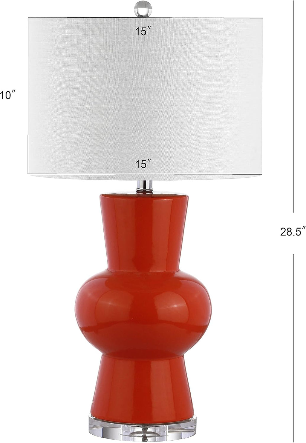 JONATHAN Y 28.5" Coral Ceramic Table Lamp for Living Room Bedroom Nightstand, Modern Hourglass LED Bedside Lamp with Crystal Base and…