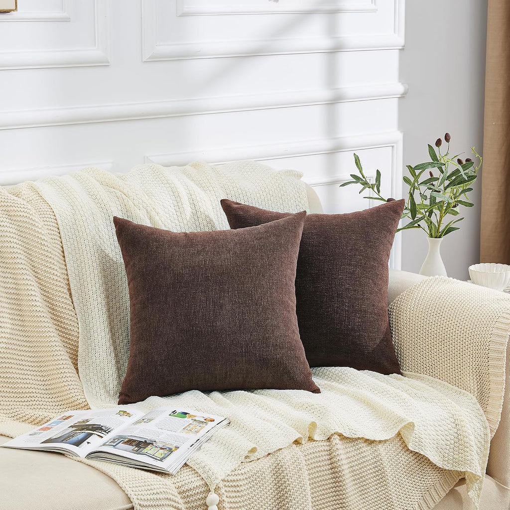 Gawamay Decorative Square Throw Pillow Covers 20"x20" Inch Set of 2, Super Soft Chenille Pillows Farmhouse Fall Pillowcase for Living Room…