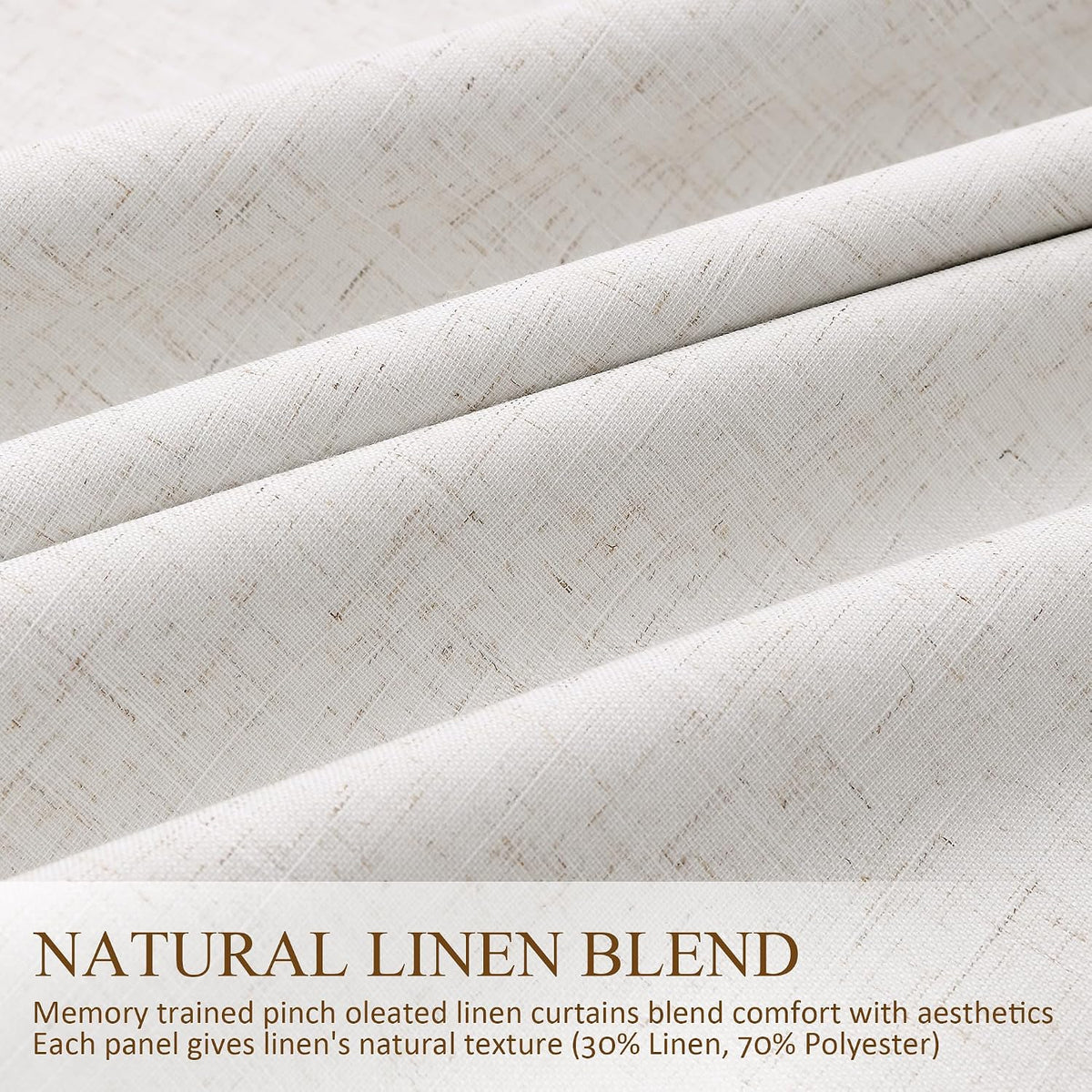 Boodii Natural Cream 100% Blackout Pinch Pleated Linen Curtains Extra Long for Living Room Bedroom Farmhouse Boho Back Tab Pleat Drapes 102…
