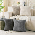 Cozoomy Set of 4 Grey White Taupe Decorative Throw Pillow Covers 24x24 Inch Corduroy Pillow Covers for Bed Couch Sofa Living Room Soft Squa…