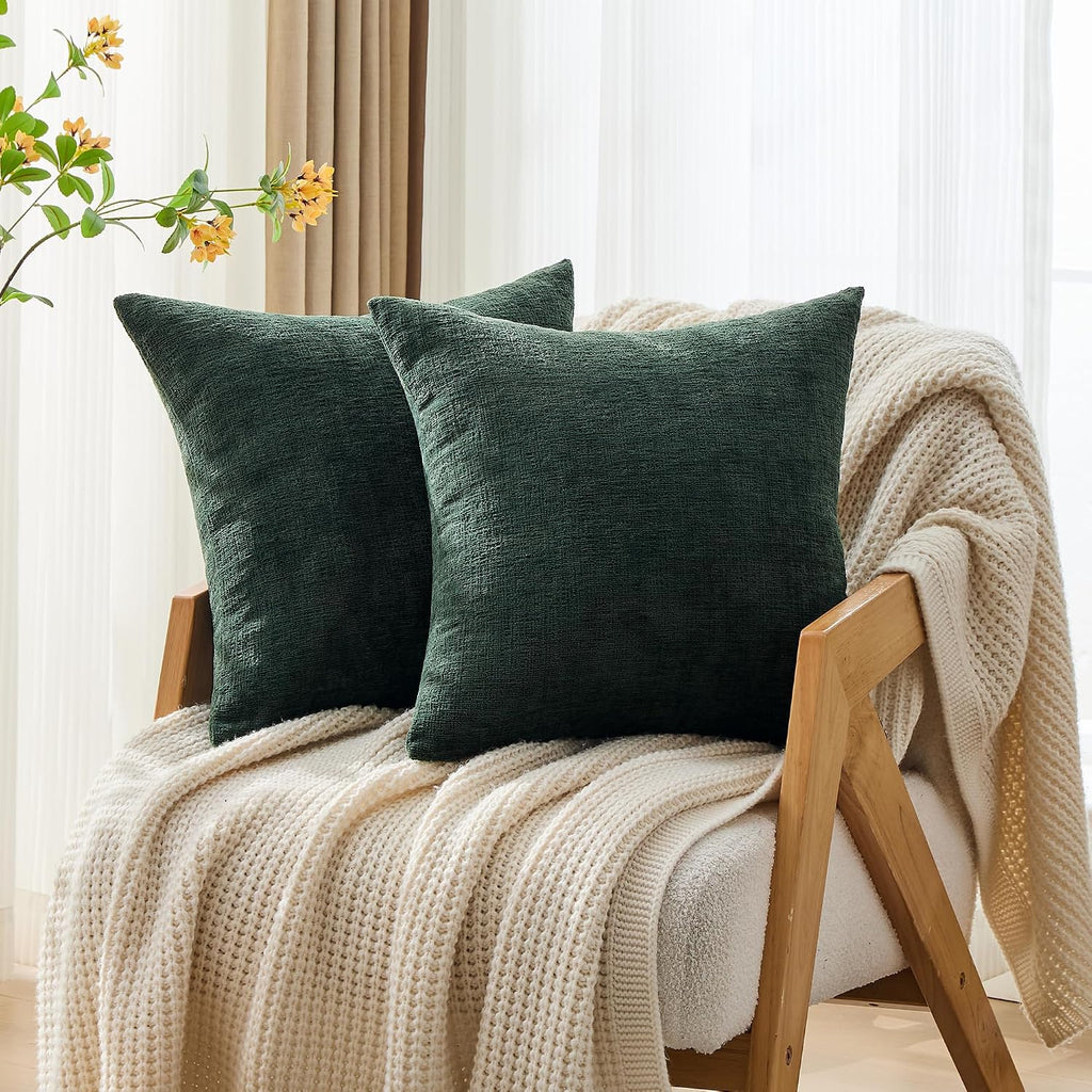 Gawamay Set of 2 Soft Textured Chenille Throw Pillow Covers 26x26 Inch (66x66 CM), Decorative Pillowcases Cushion Covers for Farmhouse Home…