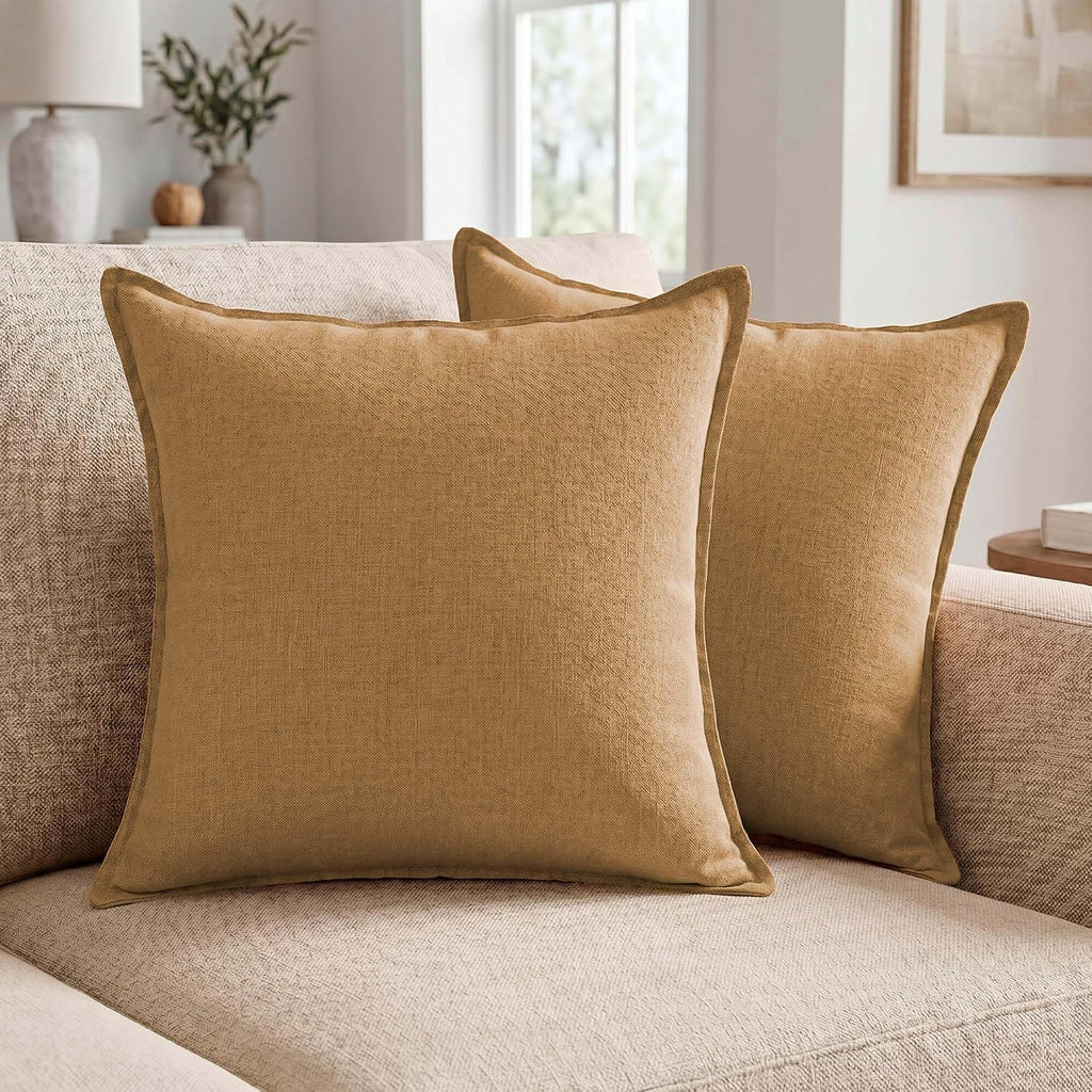 Symplora Cotton Linen Throw Pillow Covers Set of 2, Breathable Non Pilling Decorative Pillow Covers, Machine Washable Cushion Case for…