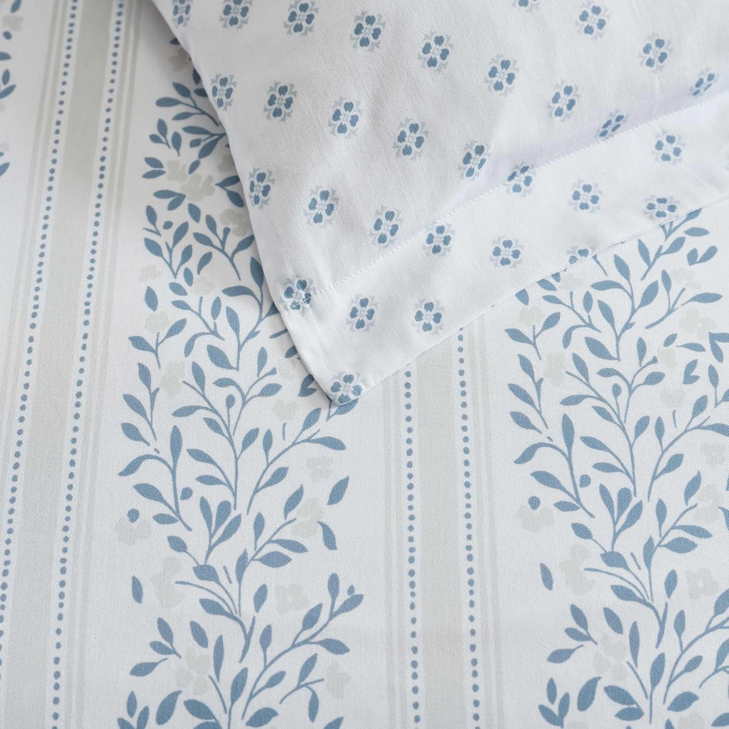 MarthaStewart Martha Stewart - Queen Duvet Cover Set, 100% Smooth & Silky Sateen Cotton Bedding, 3 Piece Striped Bedding with Matching Pill…