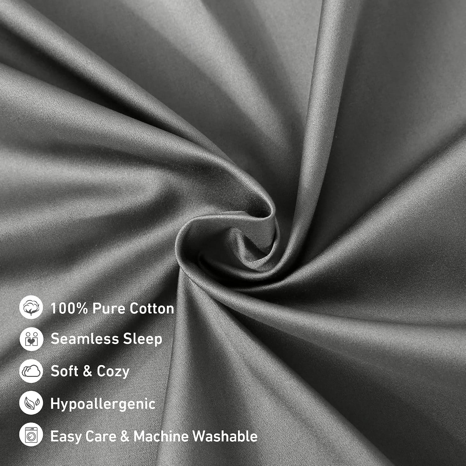 Leeden Body Pillow Cover, 100% Cotton 800 Thread Count 21 * 54 Breathable Long Pillow Protector Case w/No Zipper, Light Grey Cotton Grey